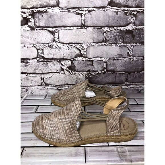 Toni Pons Origens Norma Beige Shimmer Wedge Espadrille Sandals Women Sz 40EU/9.5 - Picture 12 of 16